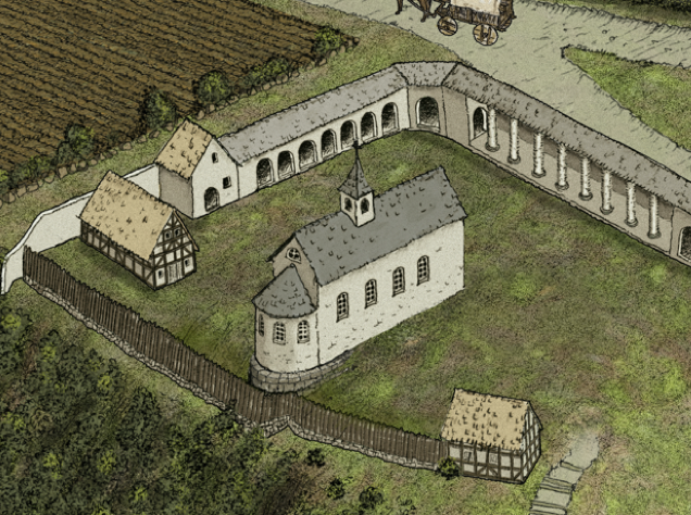 Die Rupertiner bauen die Kapelle aus mit Säulengang - 825 n.Chr.