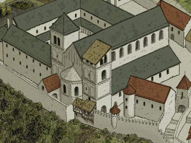 Das Grab des Rupert bildet die Krypta des Klosters um 1350 n.Chr.